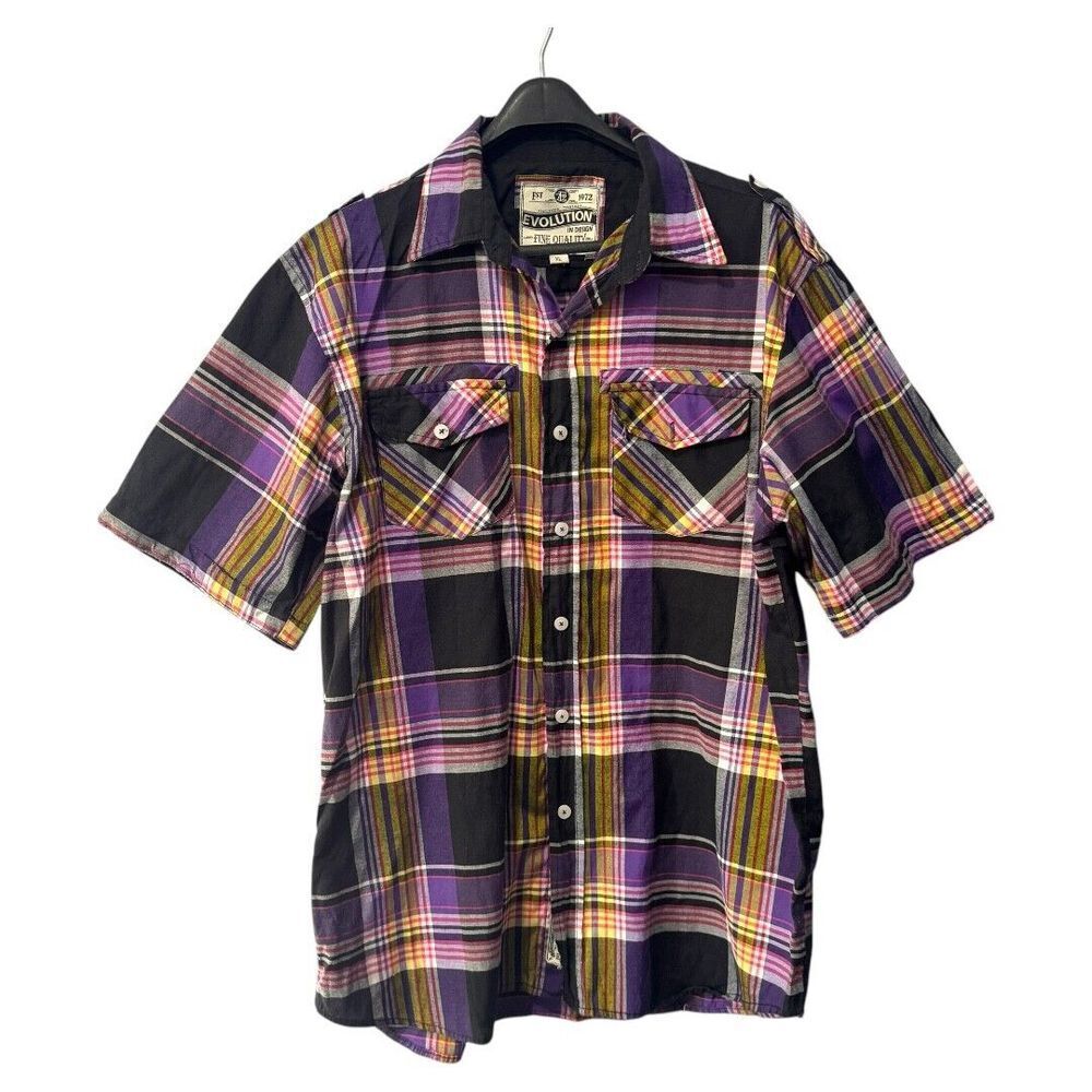 Evolution xl mens‎ short sleeve button down casual shirt